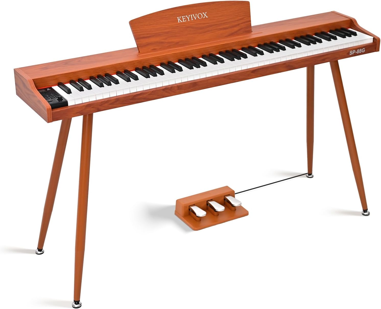 SP88G Digital Piano Keyboard with Stand & Triple Pedal, 88 key Semi Weighted Electric Piano for Beginners and Adults, 800 Tones, 600 Rhythms, 80 Demo Songs with Headphones, USB-MIDI