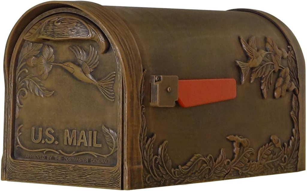 Products Durable Hummingbird Curbside Mailbox with Locking Insert and Springfield Mailbox Post, Copper
