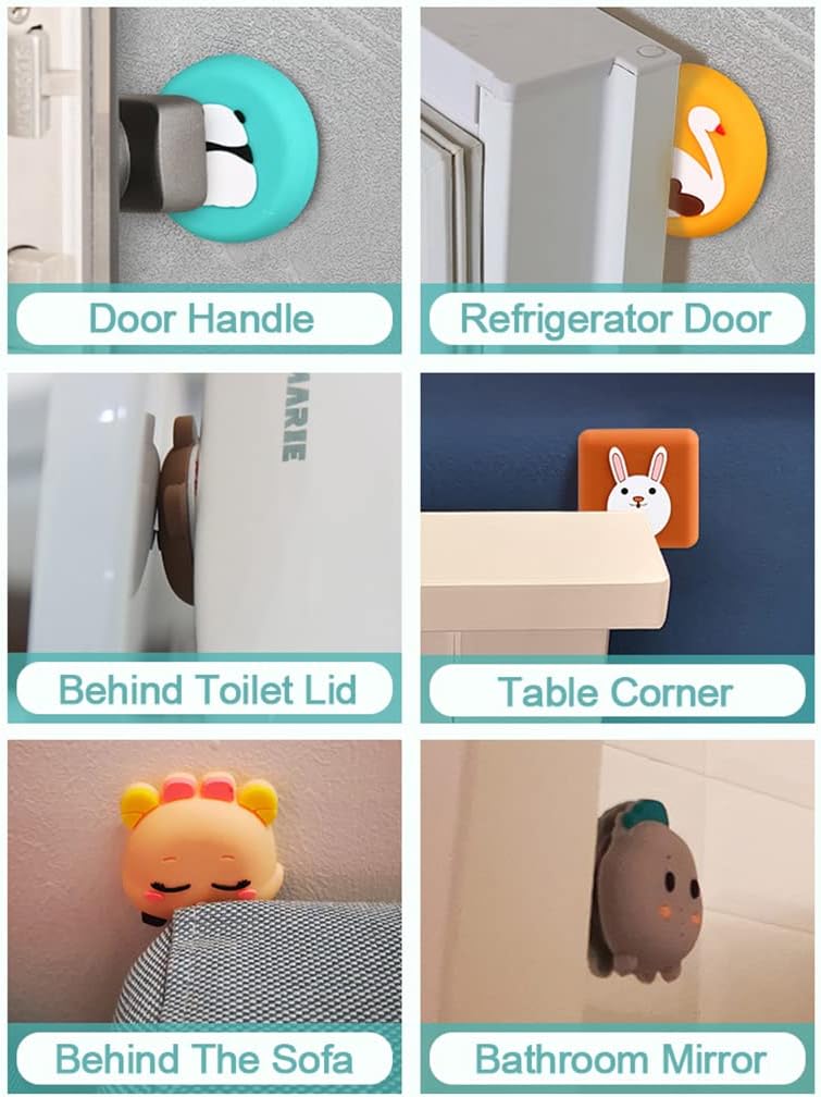Door Stop-Door Wedge Buffer,Blue Round Wall Door Knob Protector, Cabinet Door Stoppers, Wall Guard Protectors Can Be Sticky on Most Surfaces, Wood, Drywall, Walls, Ceramic, Marble, Glass, and Metal(Si
