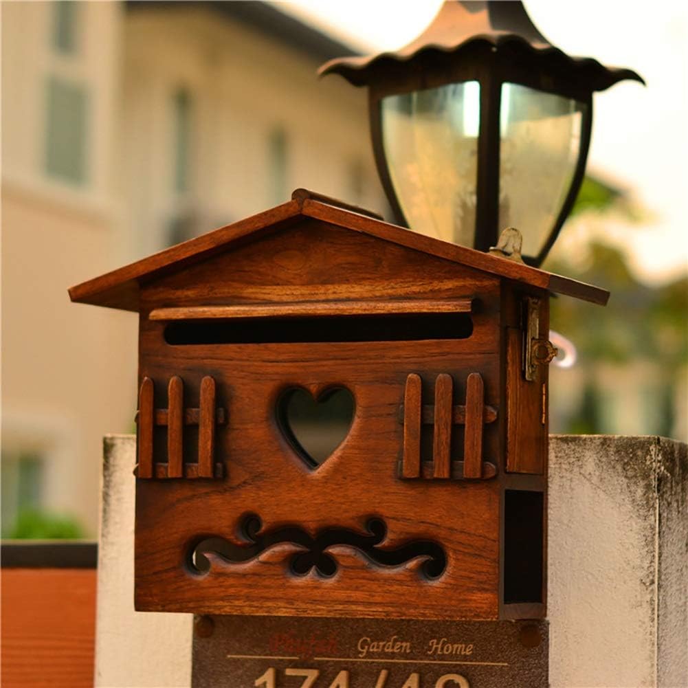 Letterboxes Mailbox Post Box Solid Wood Creative Outdoor Rainproof Mailbox Home Wall Mounted Outdoor