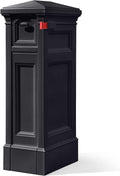 Step2 Atherton Reserve Storage Mailbox & Post, Extra Storage, Weather Resistant, Large Outdoor Mailboxes, Made of Durable Plastic, Easy to Install, Flag Included, Onyx Black