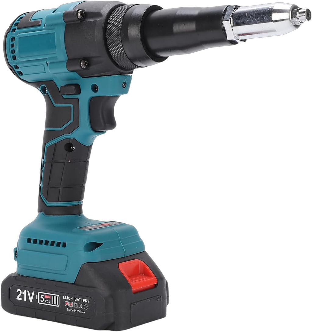 Cordless Riveter Gun, Electric Automatic Riveter Gun without (1 Charger+Plastic Box US Plug)