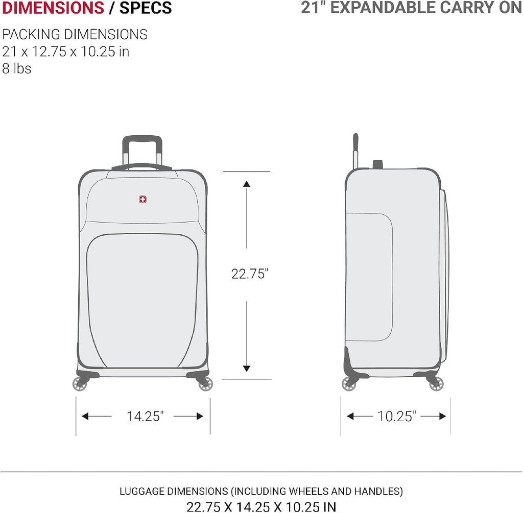 SWISSGEAR Sion Softside Expandable Spinner Luggage Durable Lightweight Travel Suitcase, Merlot, 2-Piece Set (Carry-On/Large)
