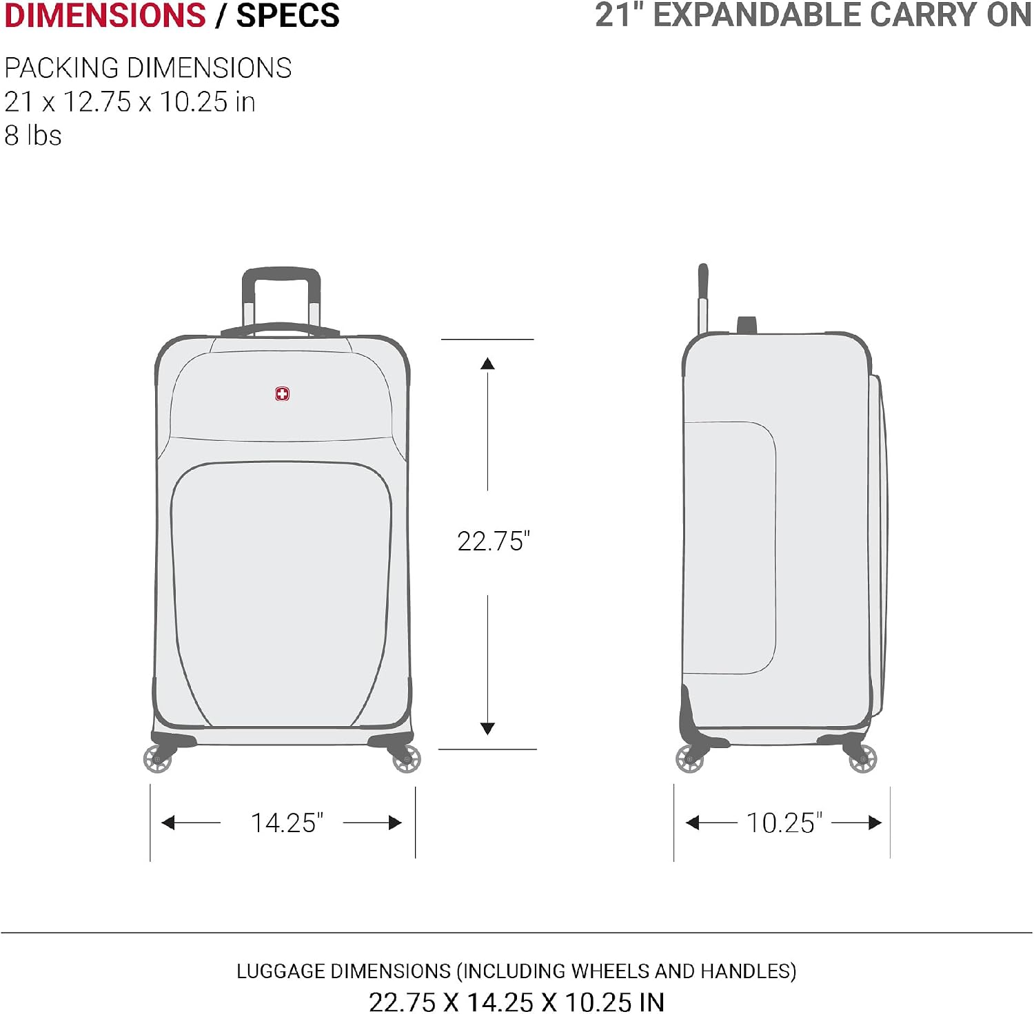 SWISSGEAR Sion Softside Expandable Spinner Luggage Durable Lightweight Travel Suitcase, Merlot, 2-Piece Set (Carry-On/Large)