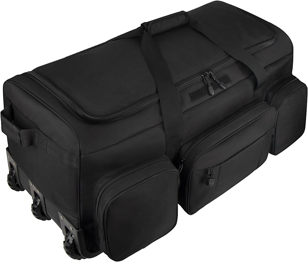 120L 3 Wheel Tactical Rolling Duffle Bag, Heavy Duty Military Deployment Luggage, 900D Waterproof Duffel for Camping Travel Outdoor Sports