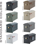 GSi Luxury Large Mailbox - Black Style 8k | Post Mount Mailbox for Outside | Parcel Mailbox for House | Includes Brass Knob, Red Flag and Hardware - Rural and Decorative 19' x 9' x 7.75' Aluminum