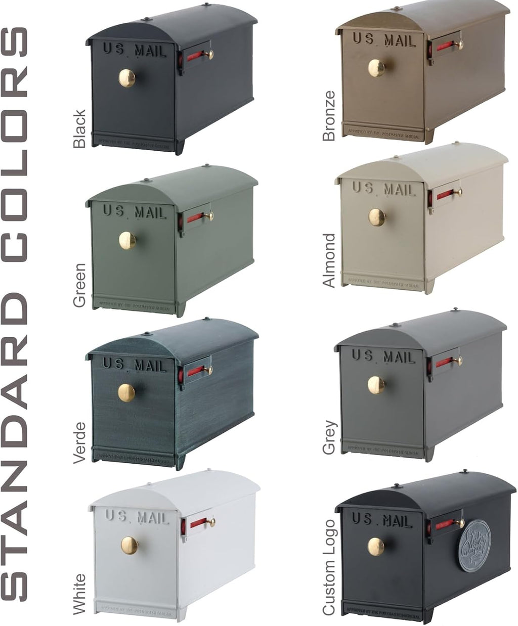Luxury Mailbox Style 8K | Parcel Post Mount Mailbox | Home Mailbox | Includes Brass knob, red Flag and Hardware | Decorative Mailbox | Rural and Decorative | GSi Large Mailbox (Gray)