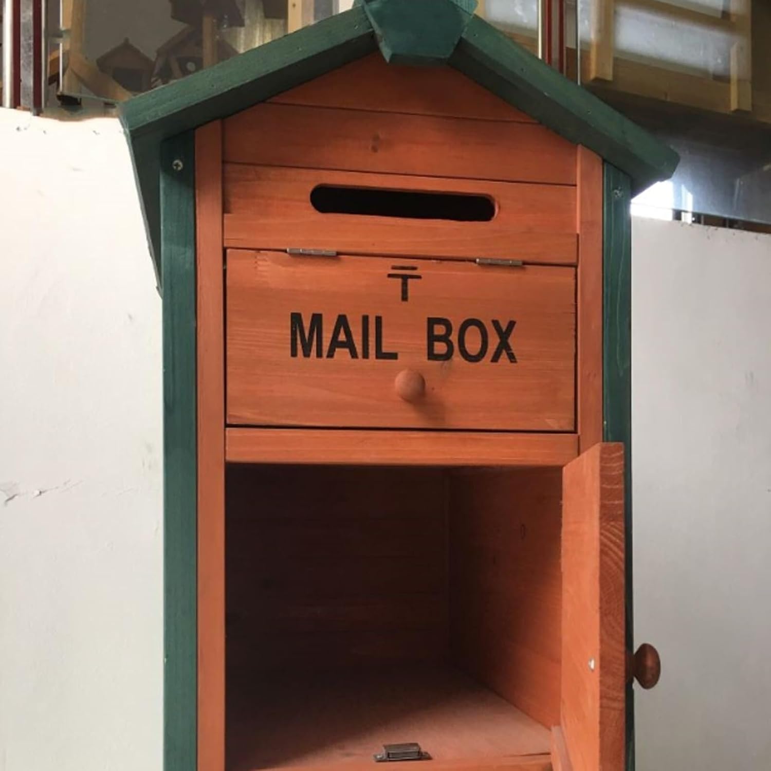 Retro Mailboxes Vertical Wooden Mailbox Outdoor Weatherproof Drop Box Post-Mount Post Box for Home Street Suggestion Post Decoration