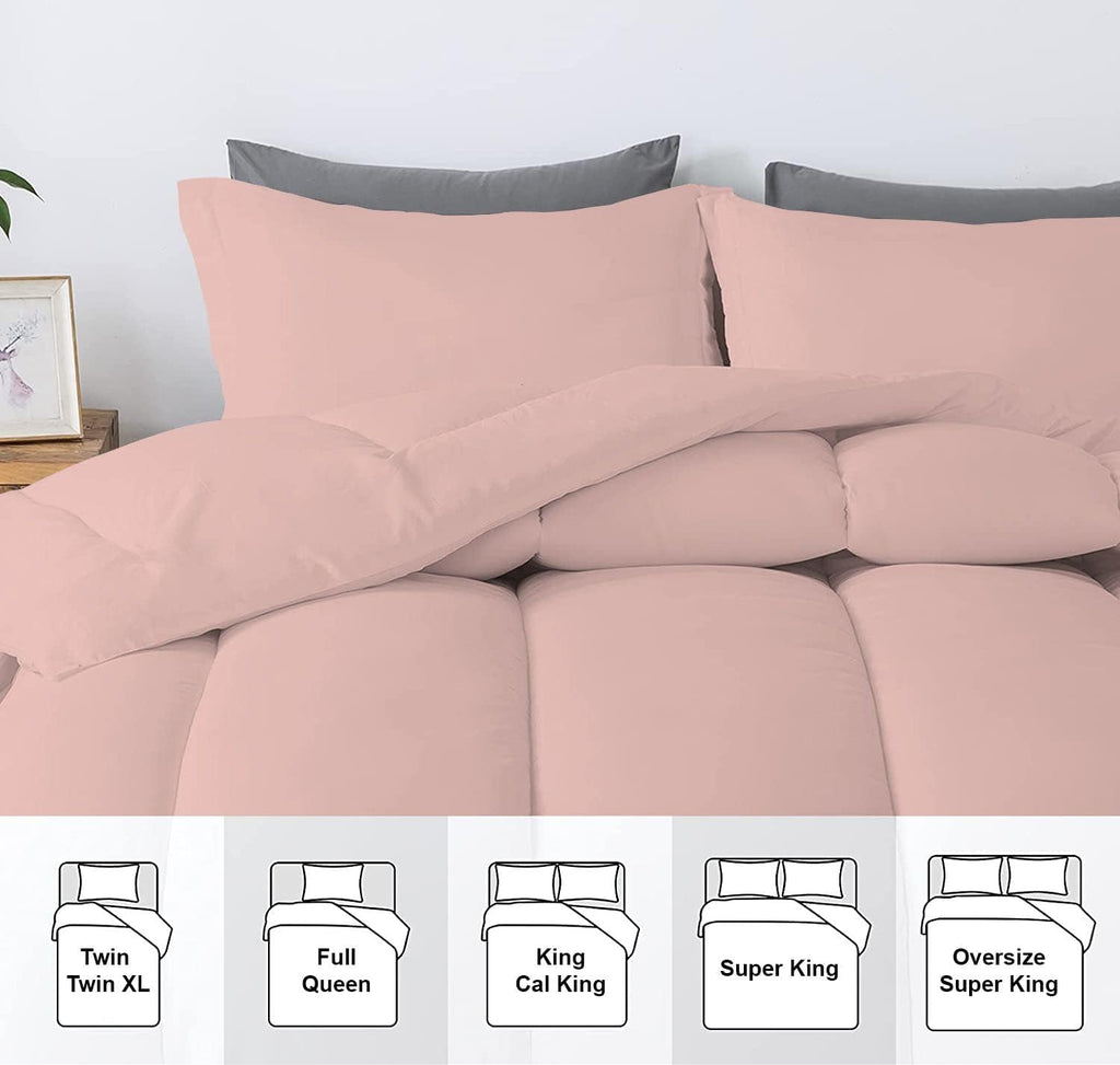 5 PC Straight Line Pattern Comforter Set Premium Super Soft 600 GSM All Season | 1000 Thread Count | 100% Egyptian Cotton ( Full/Queen Size, Blush Color)