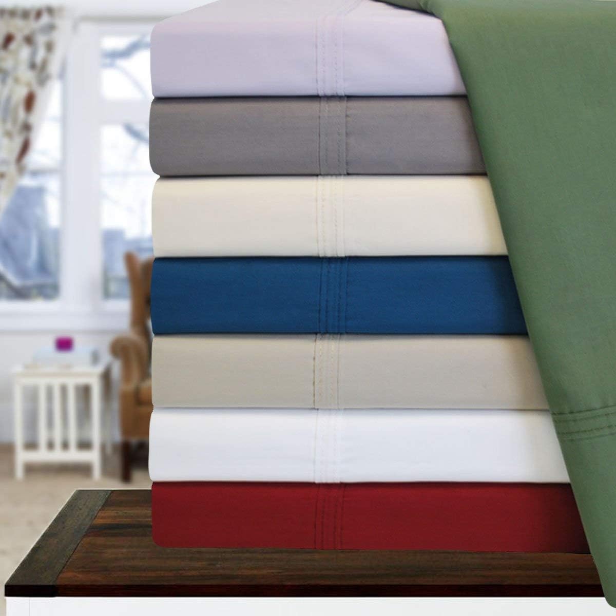 1500 Thread Count 100% Heavy Egyptian Cotton 4-Piece Bed Sheet Set Fits Mattresses Upto 21-24' Deep Pocket (King Size, Taupe Color) Stripe Pattern