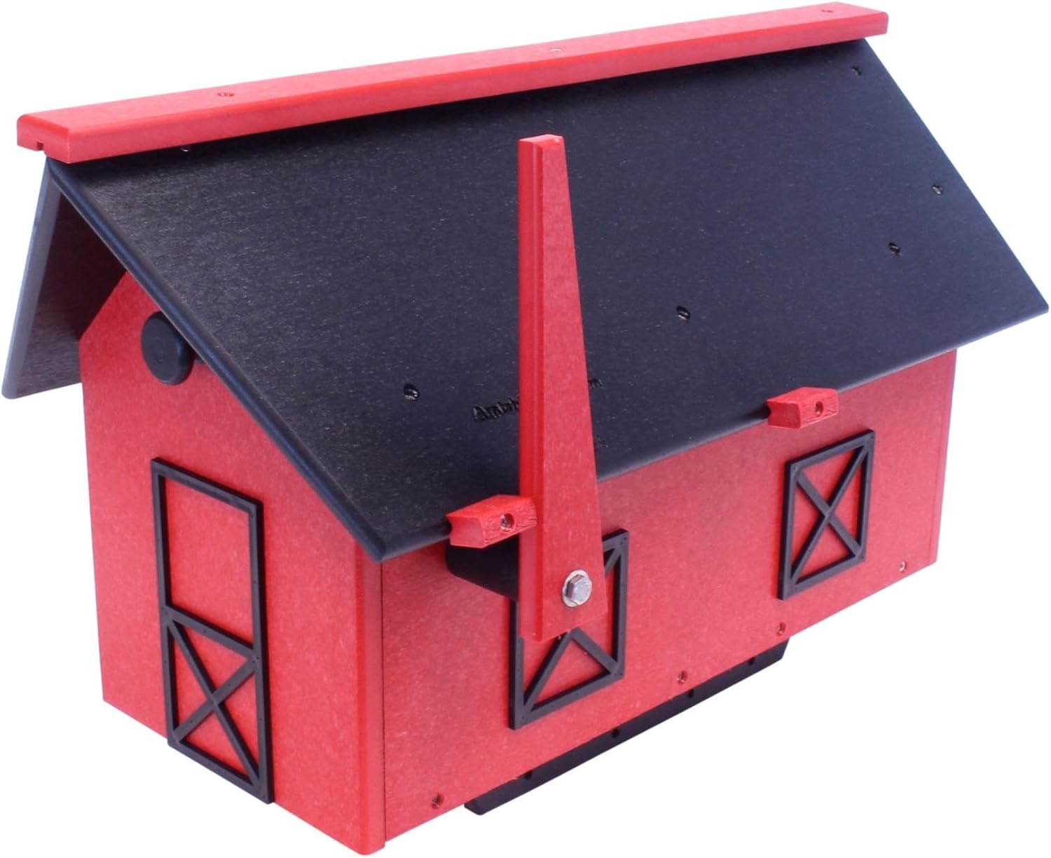 Mailbox, Post Mount, Made with Weather-Proof Poly Lumber, UV-Resistant (Black & Bright Red)