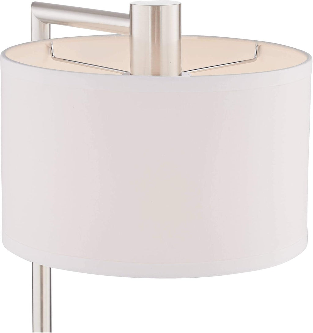 360 Lighting Colby Modern Desk Table Lamps 21' High Set of 2 with Hotel Style USB and AC Power Outlet in Base Brushed Nickel White Linen Shade for Living Room Bedroom Bedside Home Office
