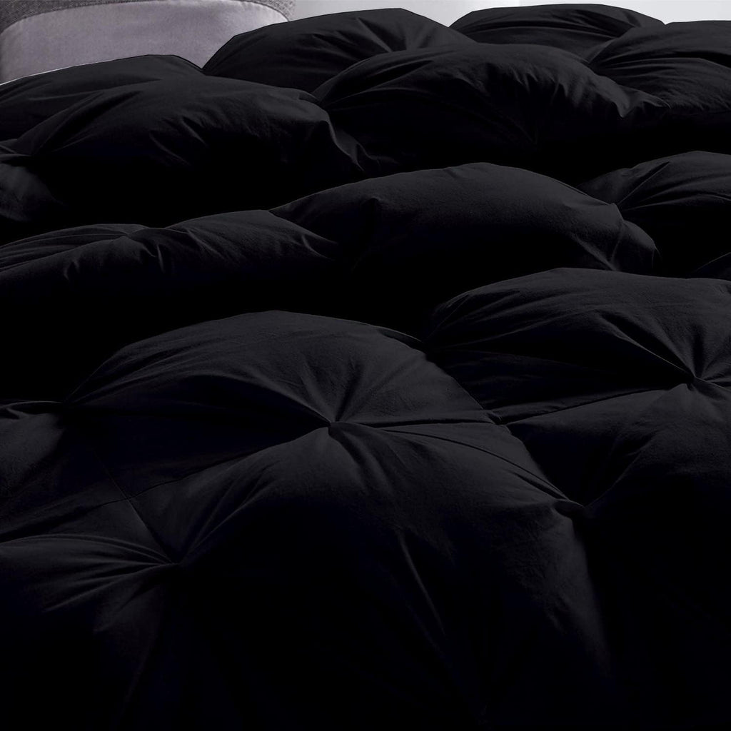 Pinch Pleated Soft 400 GSM All Season Black 5 Piece Emperor King Size Comforter Set (Comforter + 4 Pillowcases) 600 Series Egyptian Cotton Comforter Bedding Set