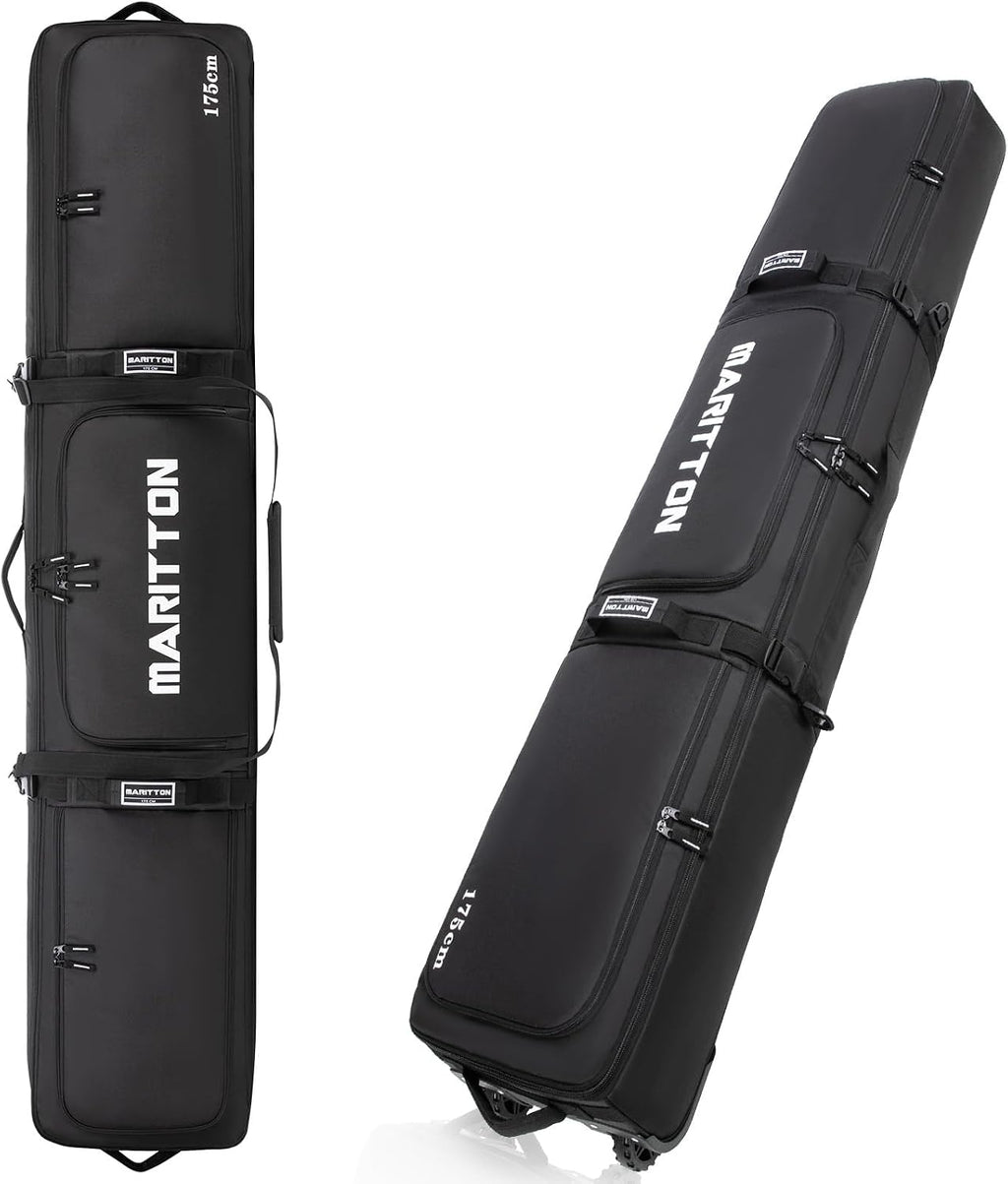 Double Rolling Ski Bag with Wheels, Padded Ski Bag for Air Travel to Hold 2 Pairs of Skis up to 175 or 190 cm.