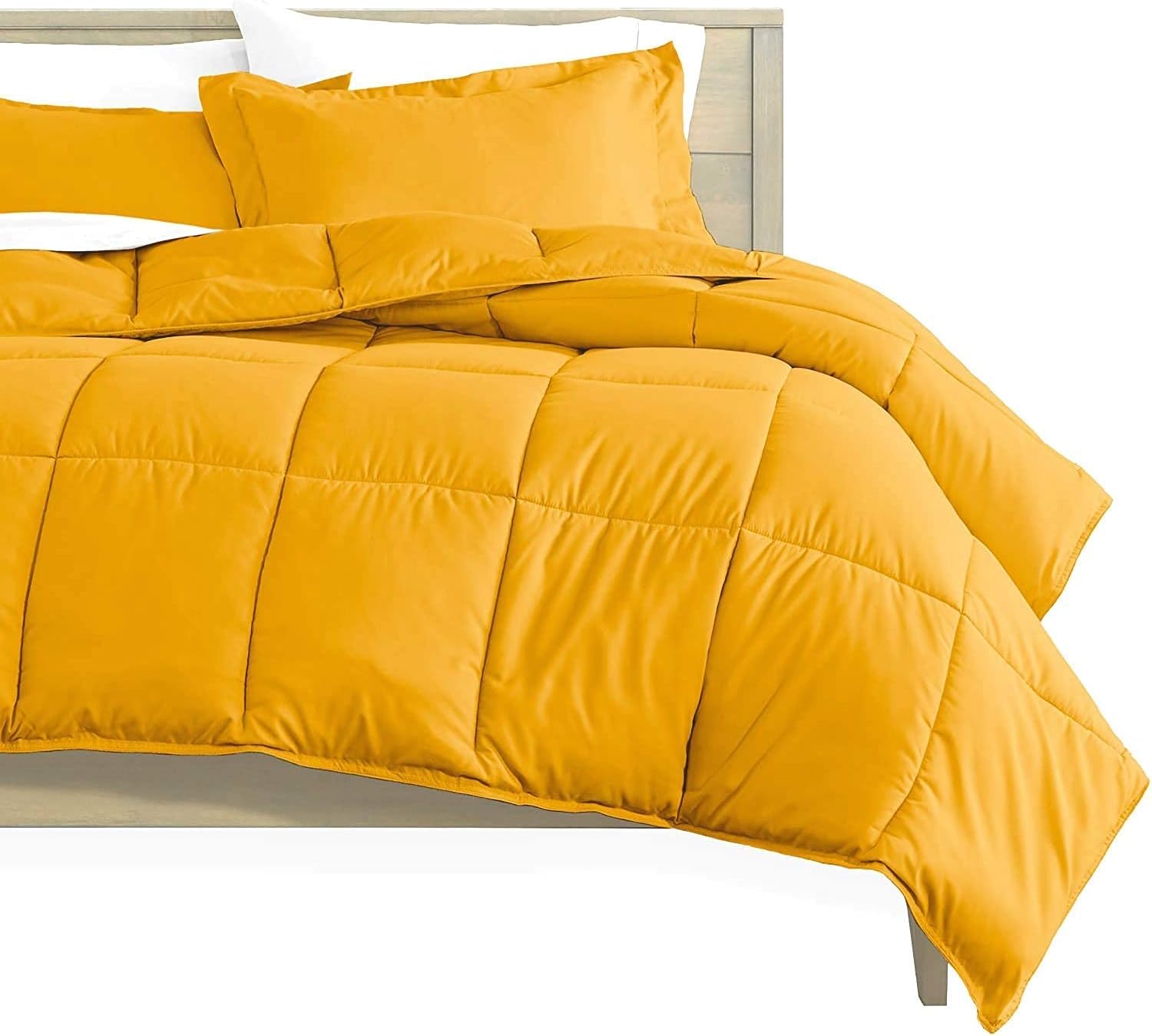 Queen Comforter Set Egyptian Cotton 1000 Series Gold 400 GSM Queen Size Comforter Set (Comforter + 2 Pillowcases) Comforter for Queen Size Bed