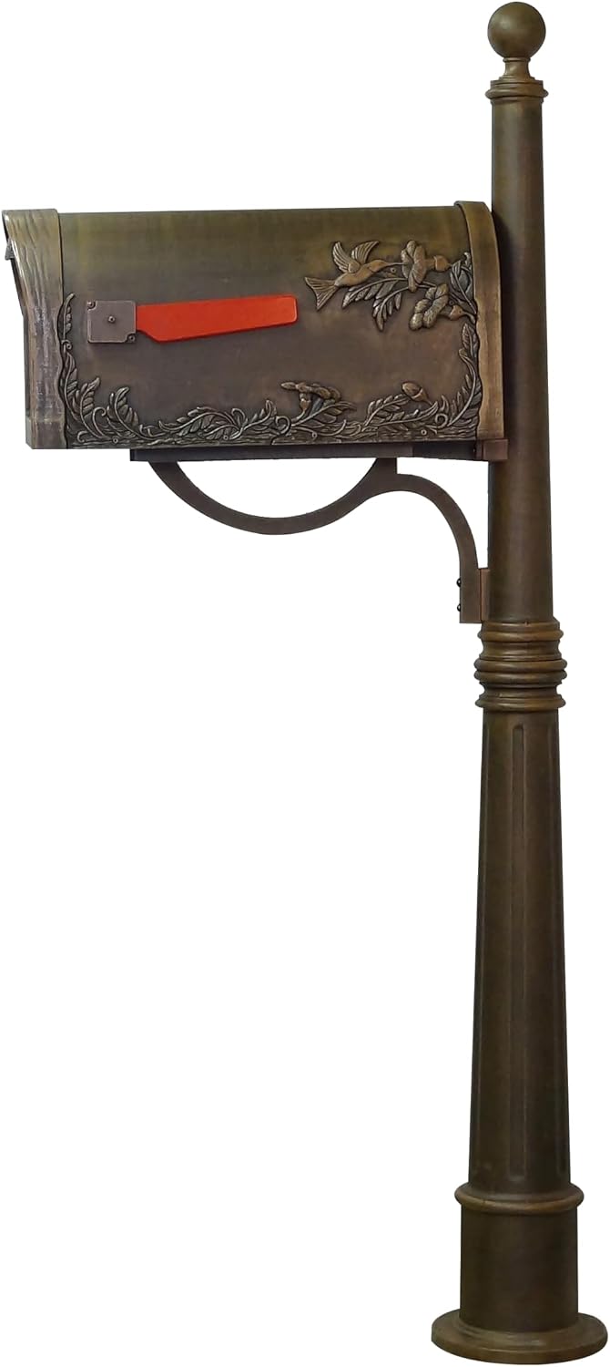 Special Lite Hummingbird Curbside Mailbox with Ashland Post - Copper Mailbox with Aluminum Post - SCB-1005_SPK600-CP