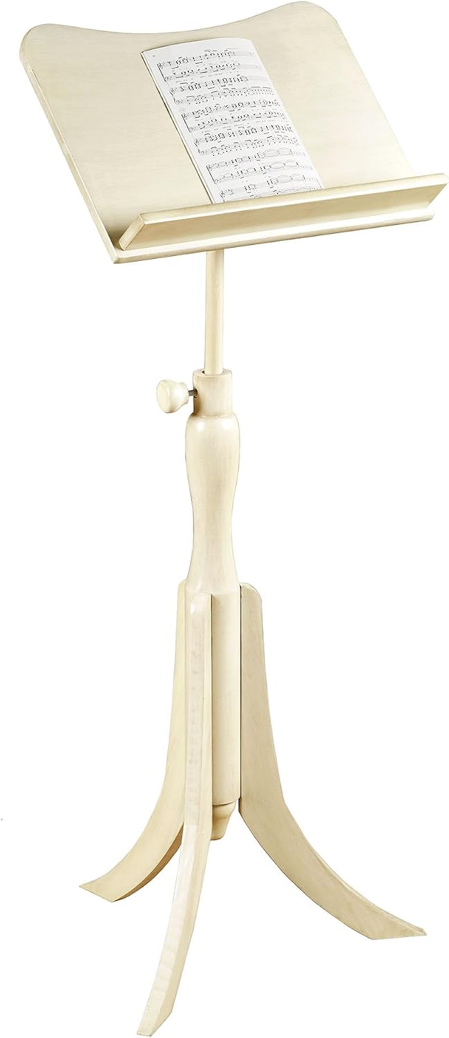 Parke Wooden Music Stand | Neutral Ivory | Tilting Holder & Adjustable Height for Sitting or Standing | Can Hold Sheet Music, Scores, or Books for Band Students, Libraries, Classrooms, or Performances