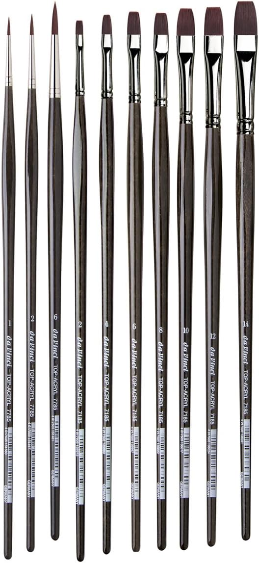 da Vinci Oil & Acrylic Series 5405 Top Acryl Paint Brush Set, Synthetic with Gift Can, Multiple Sizes, 10 Brushes (Series 7185 and 7785)