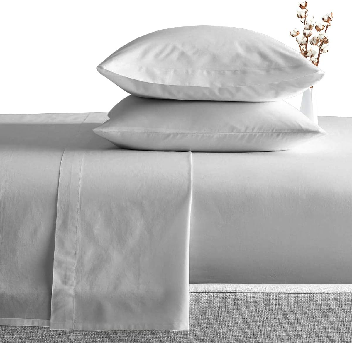Olympic Queen Size Sheet Set, 1000 Thread Count Egyptian Cotton Sheets, Luxury Fits 6-9' Deep Pocket, Sateen, Hotel-Quality Sheet Set (Solid, Silver Grey)