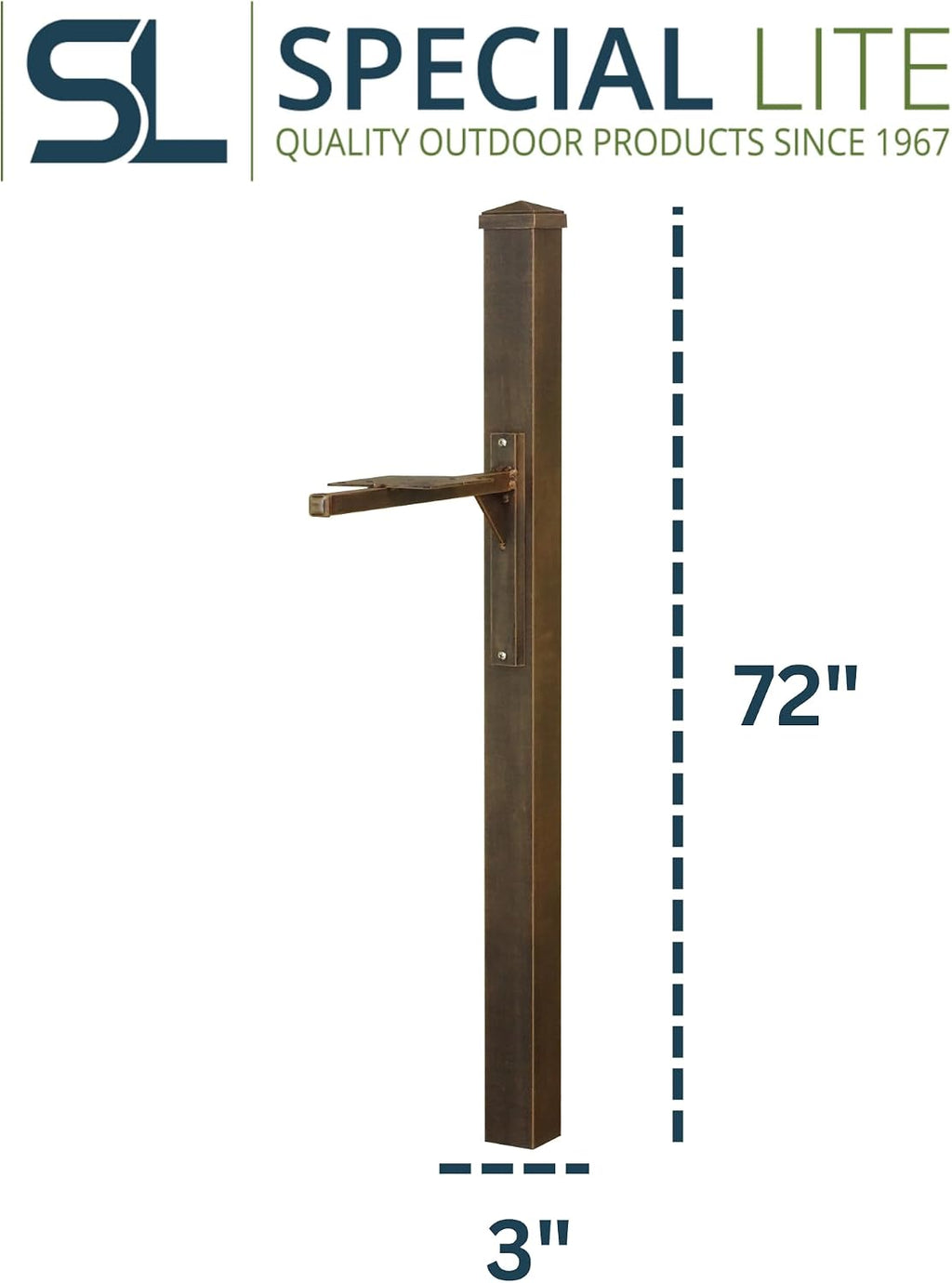 Special Lite Wellington Mailbox Post - Copper Aluminum Post for Curbside Mailbox - SPK-720-CP