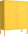 Double Door Home Storage Cabinet with Adjustable Partitions Portable Storage Cabinet Family Buffet Sideboards Orange 13.8' D x 31.5' W x 36' H
