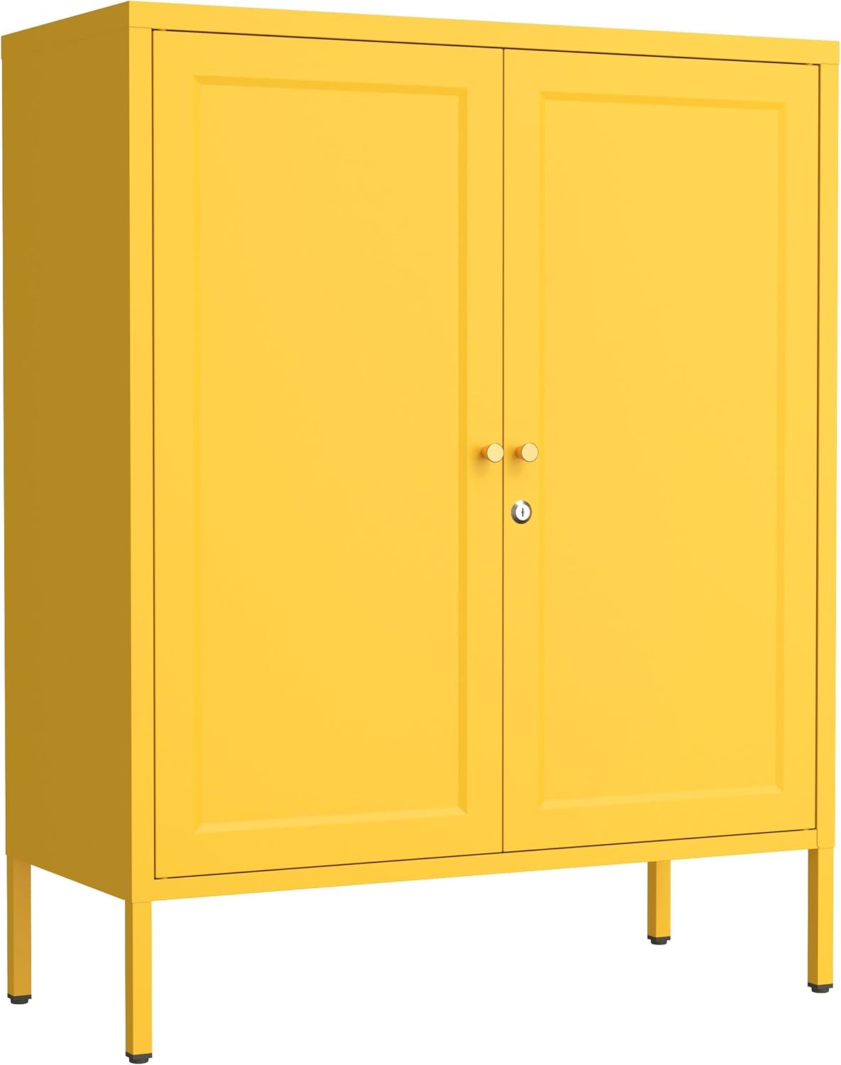 Double Door Home Storage Cabinet with Adjustable Partitions Portable Storage Cabinet Family Buffet Sideboards Orange 13.8' D x 31.5' W x 36' H