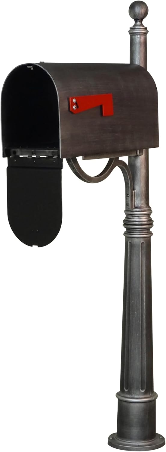 Special Lite Titan Steel Curbside Mailbox with Ashland Post - Swedish Silver Mailbox with Aluminum Post - SCH-1016S_SPK-600-SW