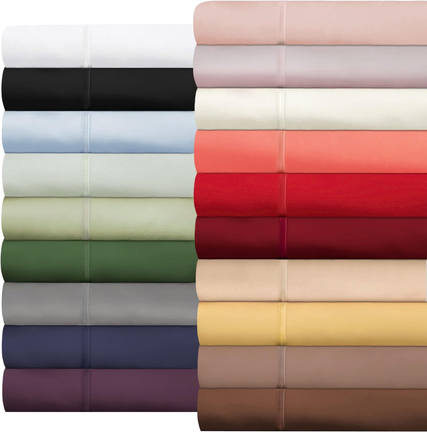 Superior 300 Thread Count Egyptian Cotton Sheet Set, 2 Fitted Sheets, Flat Sheet, 2 Pillowcases, Split King, Black