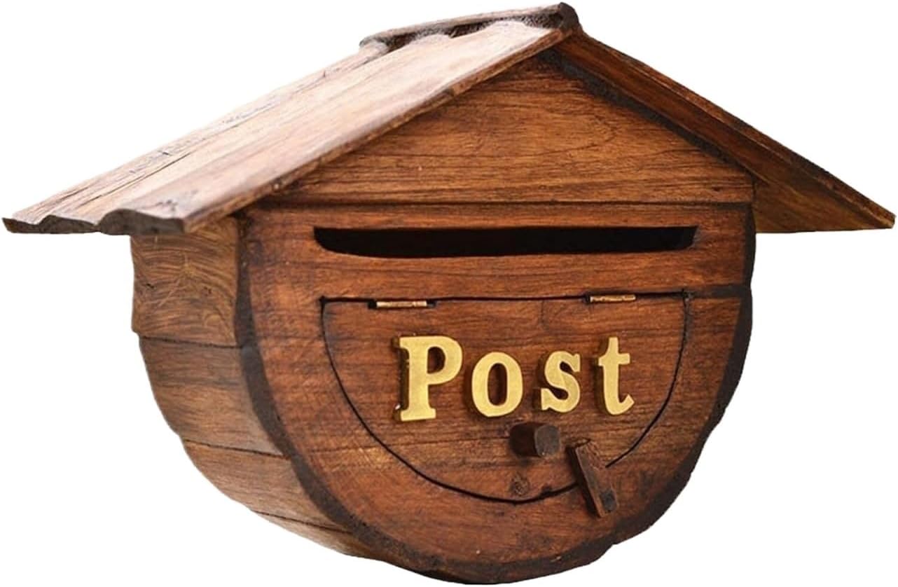 Modern Delivery Letterbox Retro Mailbox Outdoor Wood Postbox Villa Home Improvement