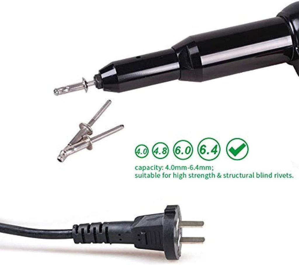 Electric Rivet Gun Drill Adapter Kit,600W 220V Heavy Duty Electrical Riveter Blind Rivet Gun Industrial and Long Mouth Power Riveting Tools