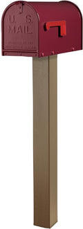 Janzer Post with Mailbox (Bronze Post with Burgundy Mailbox)