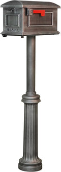 Traditional Curbside Mailbox with Bradford Post - Swedish Silver Aluminum Mailbox with Direct Burial Post - SCT-1010_SPK-590-SW