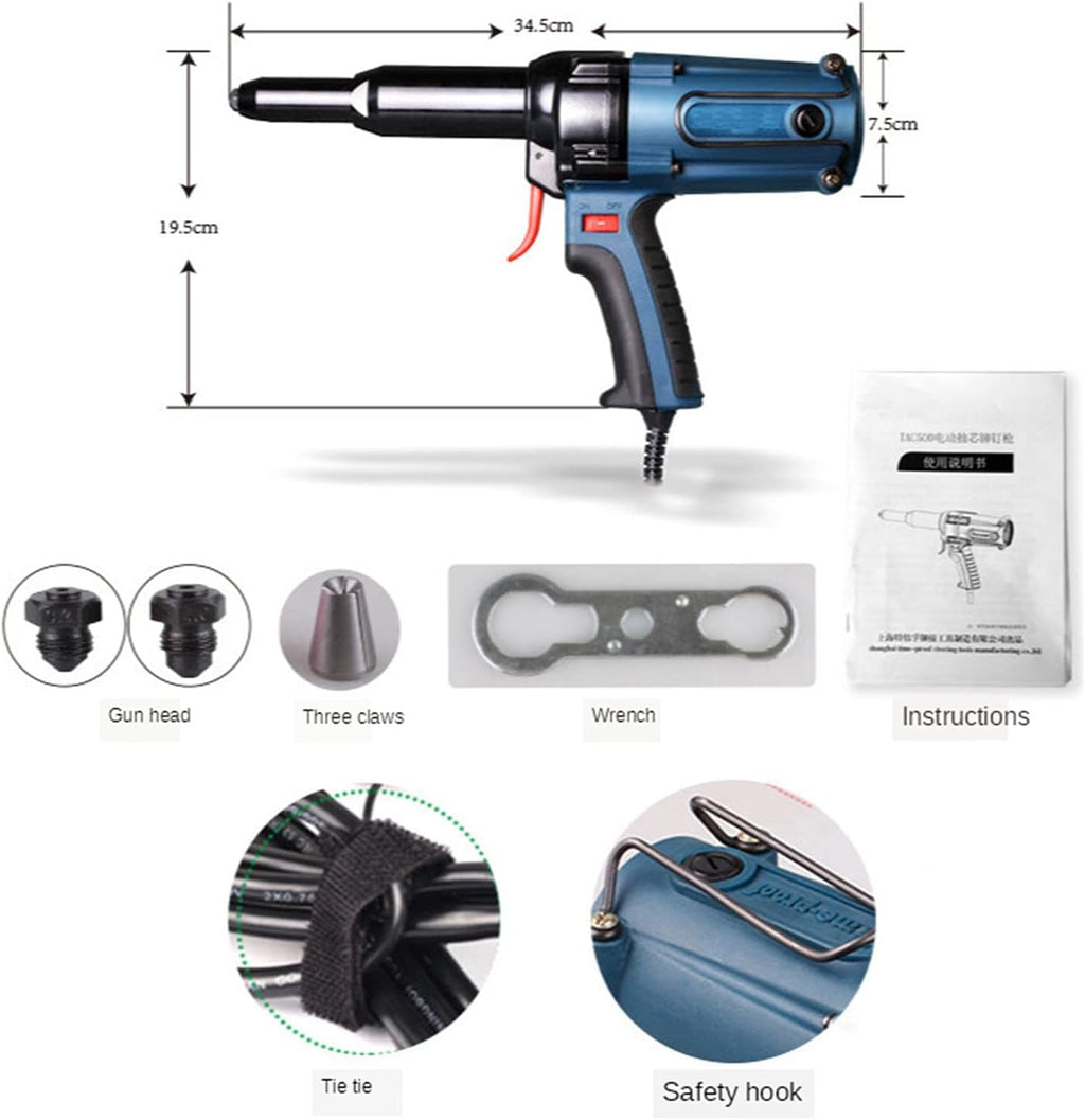 3.0-5.0Mm Electric Riveter Blind Rivet Gun, 400W Riveting Tool Electrical Riveter Power Tool