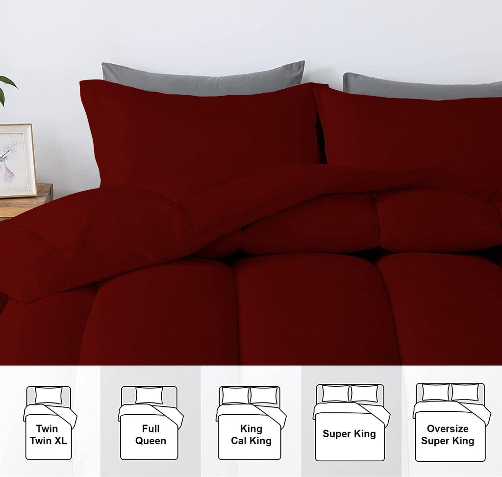 5 PC Straight Line Pattern Comforter Set Premium Super Soft 600 GSM All Season | 1000 Thread Count | 100% Egyptian Cotton ( Full/Queen Size, Burgundy Color)