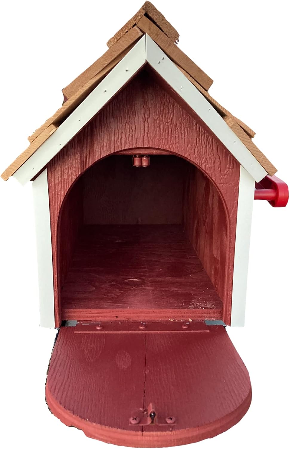 Boxwood and Mum Handmade Wooden Farmhouse Mailbox for Outside, Use as Wall Mount Mailbox or Traditional Post Box, Decorative Large Mailbox Amish Made in USA (Red)