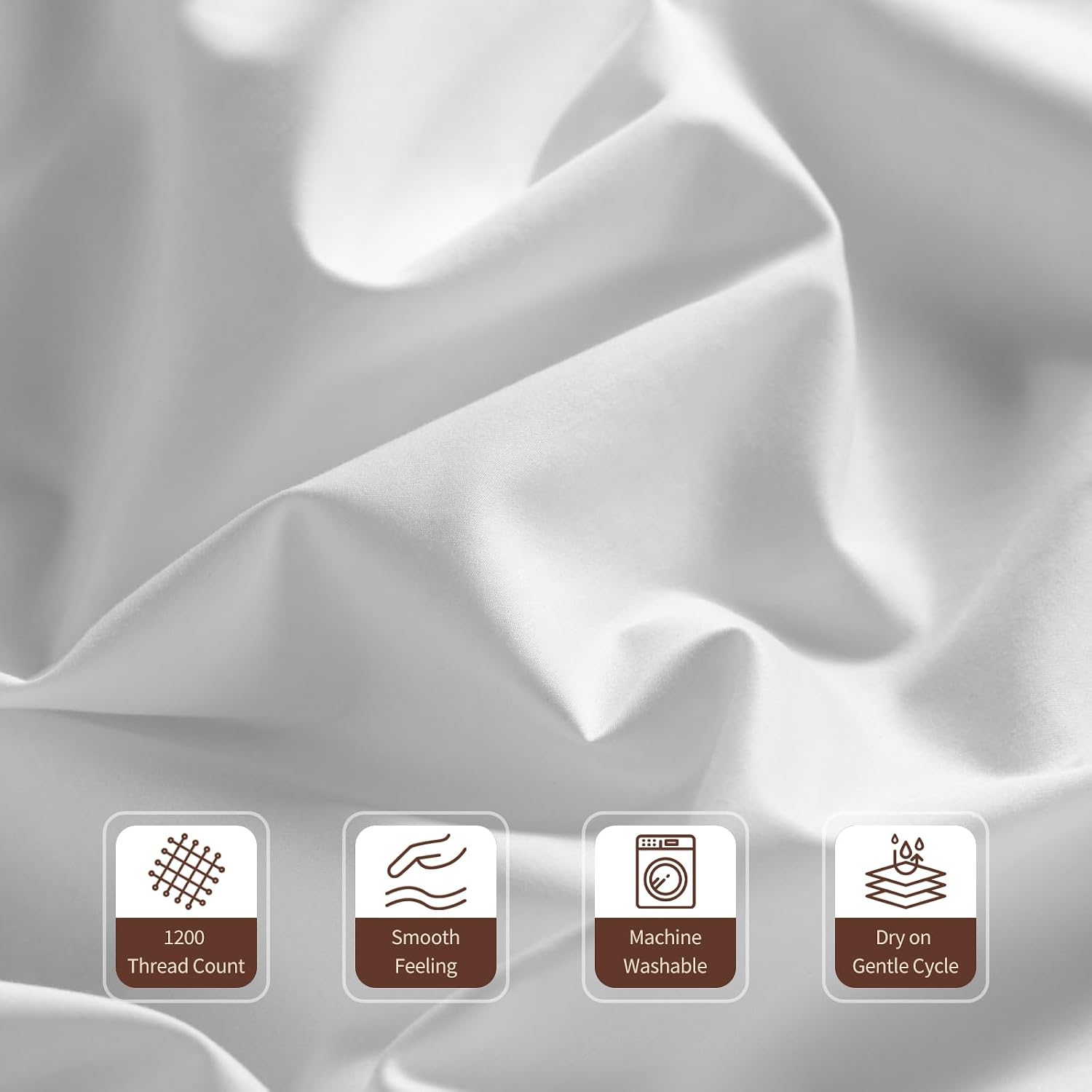 100% Cotton 1200 Thread Count Sheets Set Bedding Sets,Bed Sheet 4 Piece Sets,16 inches Deep Pocket (White, Queen)