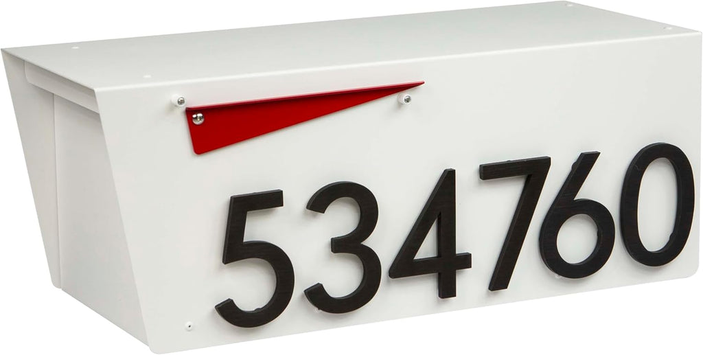 Rusty Design White Colour Post-Mounted Modern Mailbox with Personalized Address Numbers #HC101 (with Six Address Numbers)