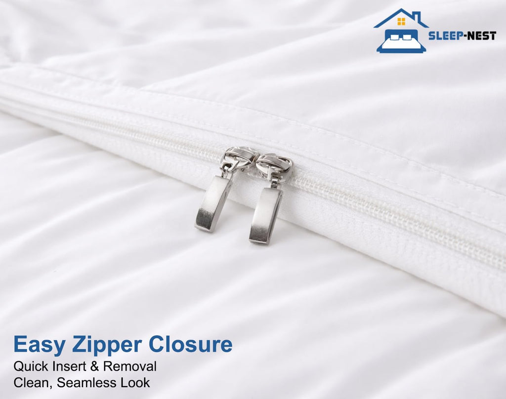 SLEEP-NEST Hotel Luxury Oversized King Duvet Cover 128x120 Inches 3-Piece Alaskan King Set in 100% Egyptian Cotton with Zipper Closure & Corner Ties, Breathable, All Season Bedding - White