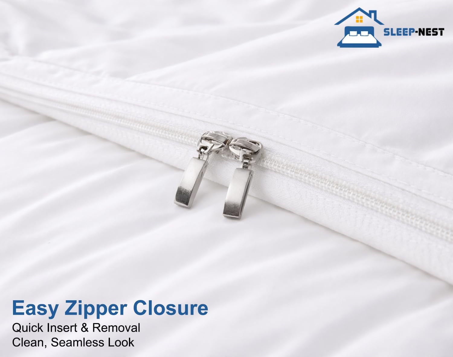 SLEEP-NEST Hotel Luxury Oversized King Duvet Cover 128x120 Inches 3-Piece Alaskan King Set in 100% Egyptian Cotton with Zipper Closure & Corner Ties, Breathable, All Season Bedding - White