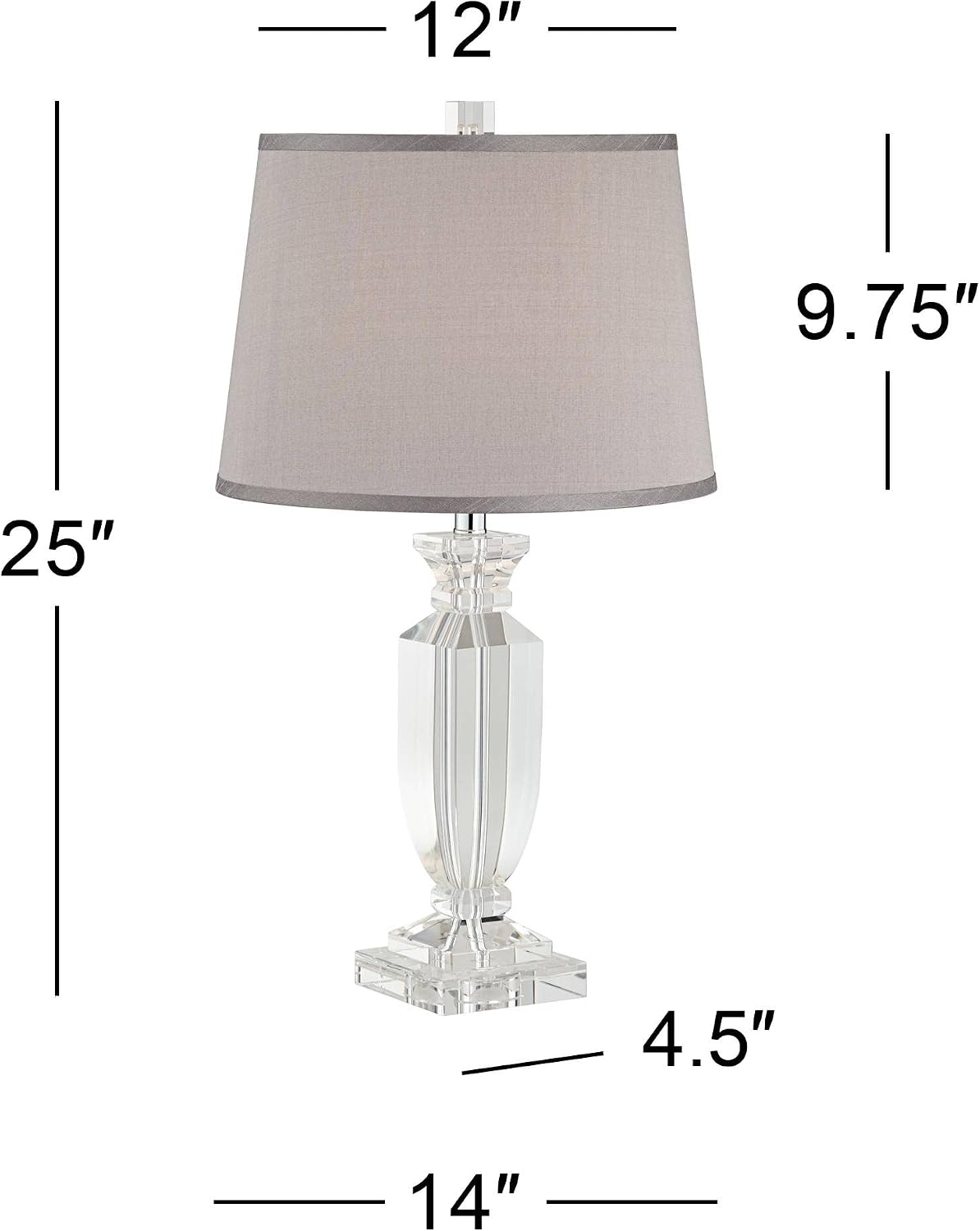 Vienna Full Spectrum Sherry Traditional Glam Luxury Table Lamp 25' High Clear Crystal Body Gray Tapered Drum Shade Decor for Living Room Bedroom House Bedside Nightstand Home Office Entryway Reading