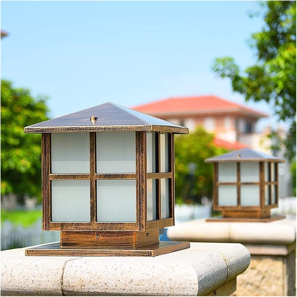 Courtyard light Outdoor Floor Lamps Lantern Wood Mailbox Posts for Outside Porch Columns and Pillars Outdoor Post Lights Bronze Black Fixtures Pillar Light Street Lamp ( Color : Bronze , Size : Height