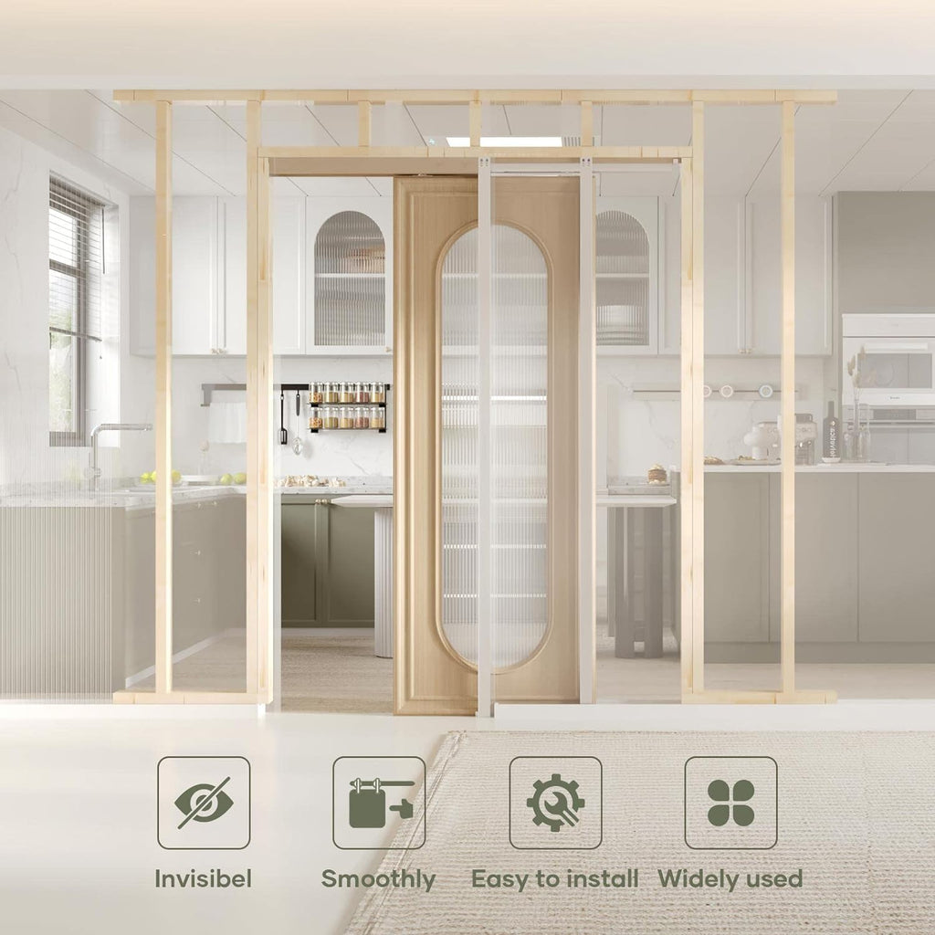 EaseLife 32x84in Pocket Door Frame Kit with Two-Way Soft Close Mechanism for 2X4 Studs Wall,Sliding Hardware for 24'-32' Wide Door,Aluminum,Slide Smoothly Quietly,Easy Install,No Door (32in x 84in)
