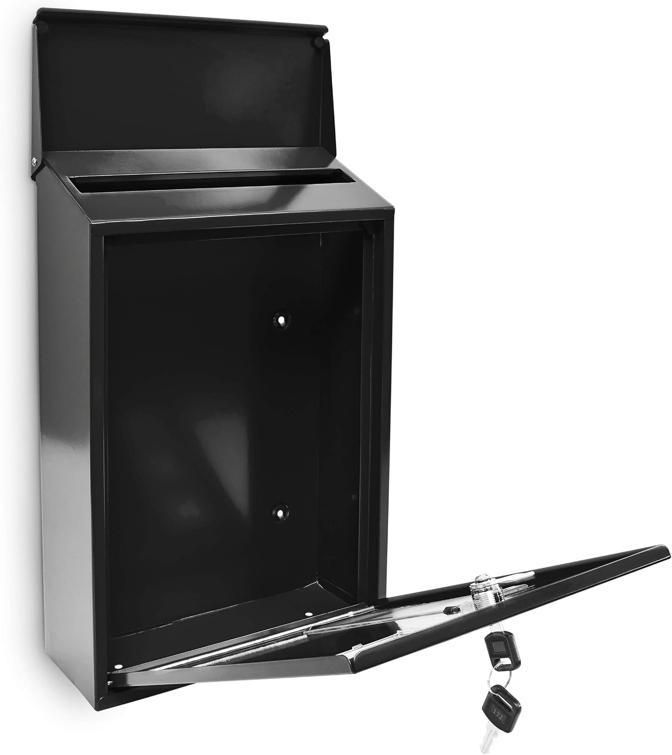 Relaxdays Design Mailbox/Letterbox Metal 4 Colours 3 Viewing Windows 25x40 cm Post Mail Secure, Black