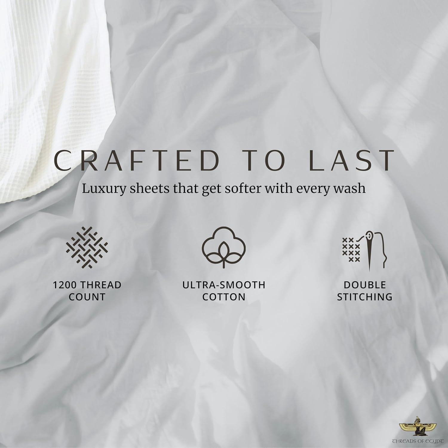 100% Egyptian Cotton Sheets Queen Size | 1200 Thread Count | CEA Gold Seal Certified | Heavyweight & Ultra Smooth Finish | Cooling for Hot Sleepers | 18' Deep Pocket [Grey]
