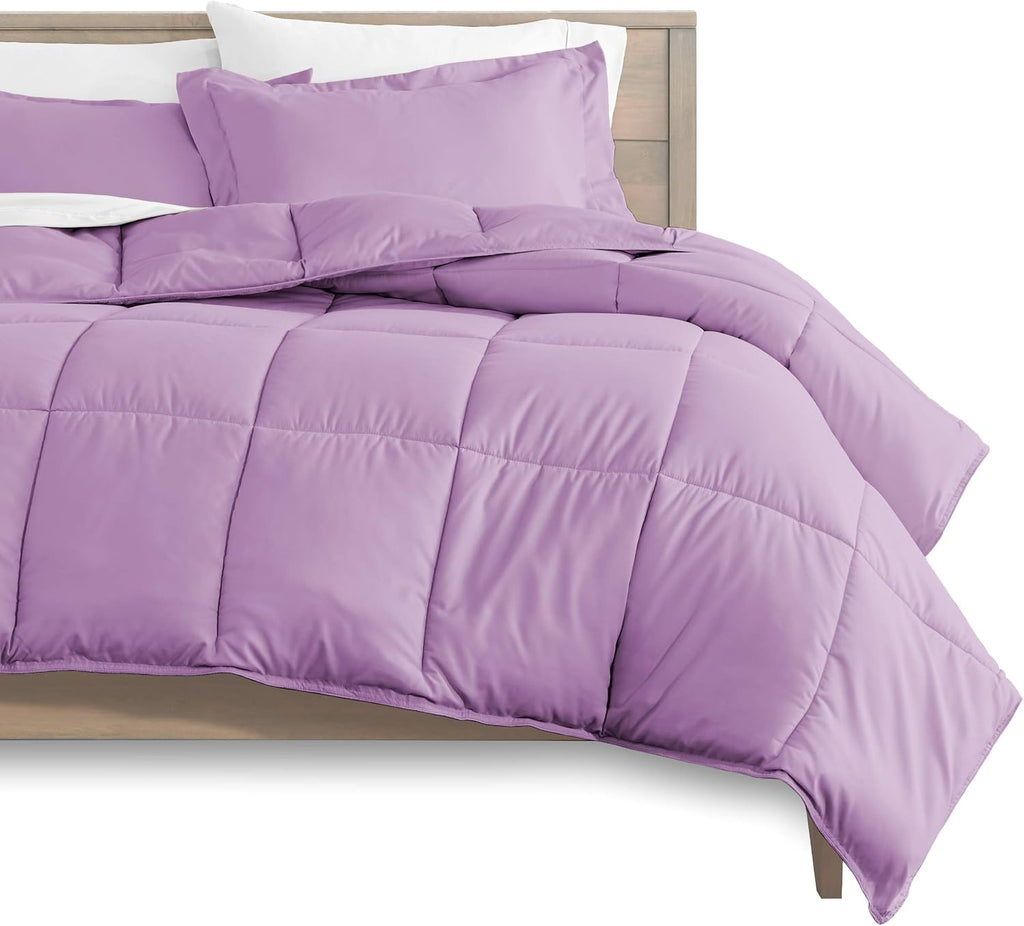 Oversized Queen All-Season Cooling Warmth Comforter Set – 3 Piece Bedding – 100% Egyptian Cotton, Long-Staple & Silky Soft – Luxury Hotel-Quality Duvet Insert – Machine Washable - Lilac