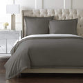 Pure Parima Yalda Duvet Cover Set – 100% Certified Egyptian Cotton, Double-Hem Stitch, Queen, Charcoal