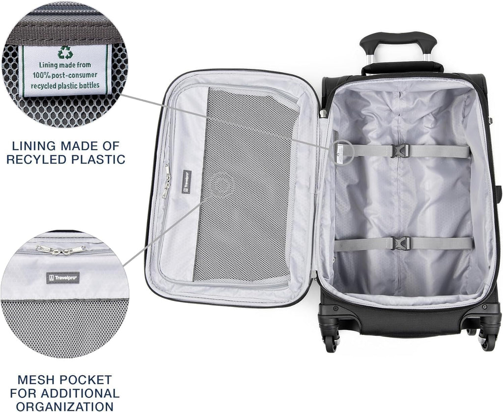 Travelpro Maxlite 5 Softside Expandable Luggage with 4 Spinner Wheels, Lightweight Suitcase, Men and Women, Black, 2-Piece Set (21/25)