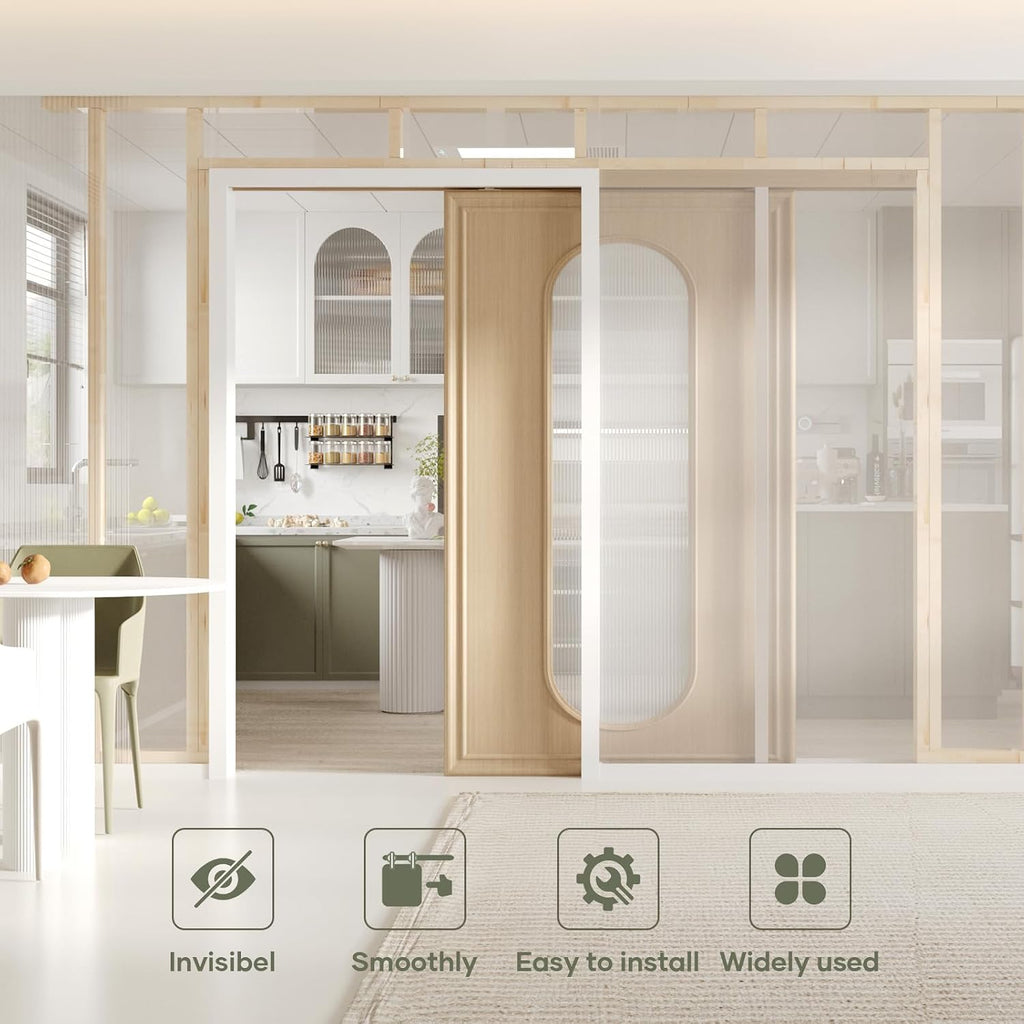 EaseLife 48x80in Pocket Door Frame Kit with Two-Way Soft Close Mechanism for 2X4 Studs Wall,Sliding Hardware for 24'-48' Wide Door,Aluminum,Slide Smoothly Quietly,Easy Install,No Door (48in x 80in)