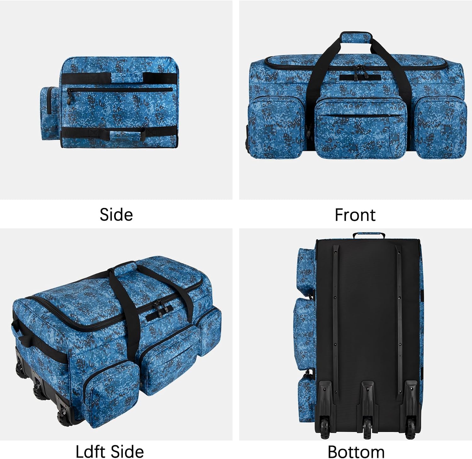 120L 3 Wheel Tactical Rolling Duffle Bag, Heavy Duty Military Deployment Luggage, 900D Waterproof Duffel for Camping Travel Outdoor Sports