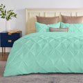 SLEEP-NEST Luxuries Decorative Alaskan King Pinch Duvet Cover Set 136' x 120' Oversized King 3 Piece with Zipper Closure 100% Egyptian Cotton Pintuck Cover for Comforter Extra Large, Aqua